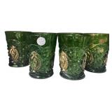 Green EAPG Gold Trim Tumblers Set/5