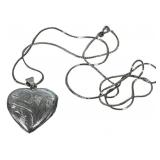 Sterling Silver .445 ozt Heart Locket Necklace