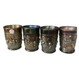 Carnival Glass Holly Tumblers Set of 4