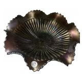 Carnival Glass Ruffled Edge Bowl