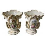Pair Old Paris Porcelain Spill Vases