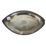 4.275 ozt  Monogrammed Sterling Navette Bread Tray