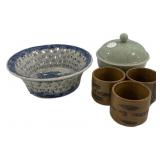 Asian Ceramic Lot Bowl Jar & Cups