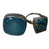Two Sterling Silver Gemstone Rings