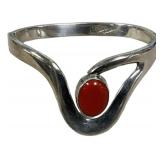 Sterling Silver 1.425 ozt  Coral Cabochon Ring