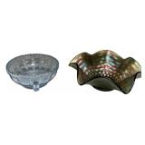 Antique Glass Bowls Pair EAPG Carnival