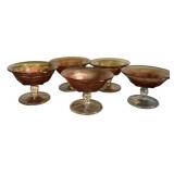 Set of 5 Iridescent Glass Sherbets