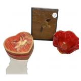 Decorative Lot: Boxes & Art Glass Bowl