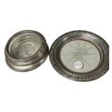 Sterling Silver & Glass Coasters Pair