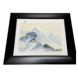 11"h., 13"w R.S. Hand Watercolor Mountain Landsc