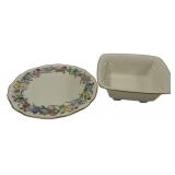 Porcelain Plate & Square Bowl Set