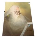 13" w 17"h Oil on Canvas Portrait of Scholar Sig