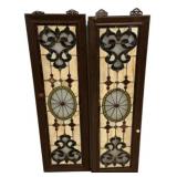 39"h., 12"w  Pair Stained Glass Window Panels