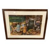 22"h., 19"w Signed Charlene Williams Framed Folk