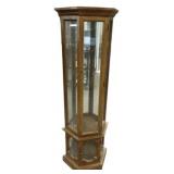 Oak & Glass Lighted Curio Cabinet