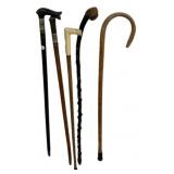 Collection of 5 Antique Walking Canes
