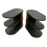 Pair Art Deco Style Tiered End Tables