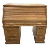 Oak Roll Top Desk with Drawers