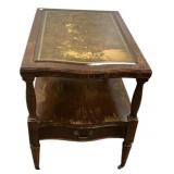 Leather Top Two-Tier Side Table