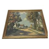 26"w., 22.5"h., Framed Village Landscape Print