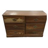 6-Drawer Wood Dresser w/ Brass Pulls