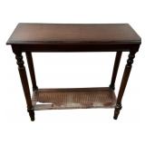 Wood Console Table with Cane Shelf