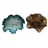 Two Fenton Ruffled Art Glass Bowls