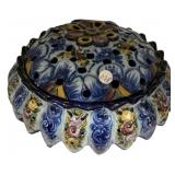 Portuguese Majolica Flower Frog Bowl