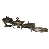 Silver Plate Chafing Dishes & Tray Lot