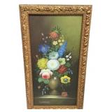 17"h 14"w C. Freeman Floral Still Life Painting