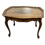 French Provincial Glass Top Side Table