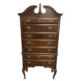 Cherry Pressed Wood Queen Anne High Boy Dresser