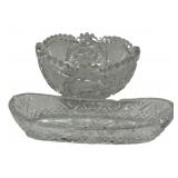 Cut Crystal Bowl & Celery Dish Set