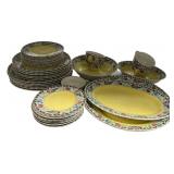 Floral Bordered Yellow Dinnerware Set