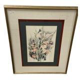 23.25"w, 32.25"h Framed Watercolor Floral Gladio