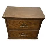 27"h., 12"w, 13"d Oak Two-Drawer Nightstand