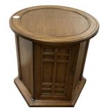 Round Top Hexagonal Cabinet End Table