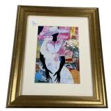 11.5"w., 13.5"h., Framed Collage Print Woman in