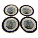 Set of 4 Sailing Ship Plates Cobalt Lennox