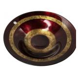 Red & Gold Leaf Art Glass Bowl