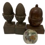 Decorative Finials & Globe Lot of 4