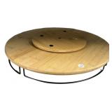 Bamboo Lazy Susan with Metal Stand