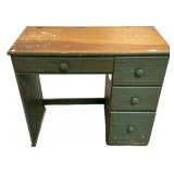 Green Painted Wood Kneehole Desk