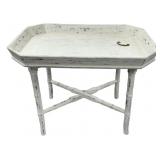 White Distressed Wood Tray Table