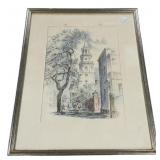 18"h 14"w Julia Homer White Church Street Scene