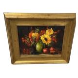 25"h., 28"w Marty Ferguson Floral Still Life Oil