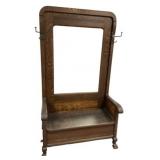 Antique Oak Hall Tree with Storage Bench