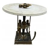 Marble & Bronze Cherub Accent Table