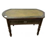 Carved Wood Coffee Table w/ Glass Top