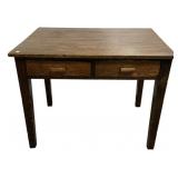 Antique Two-Drawer Wood Farm Table